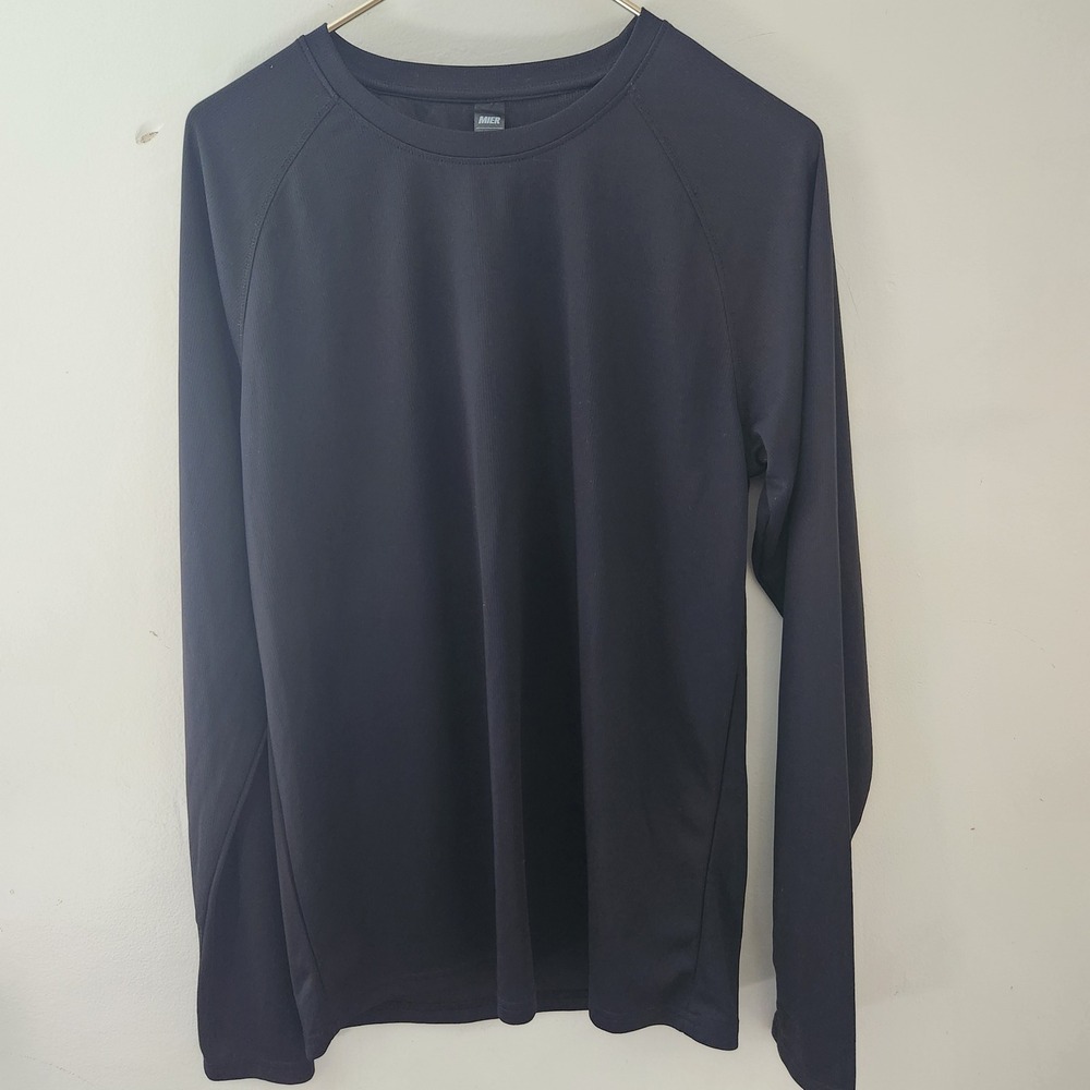 MIER Mens Long Sleeve Performance Shirt Black Athletic‎ Running Workout Tee Med